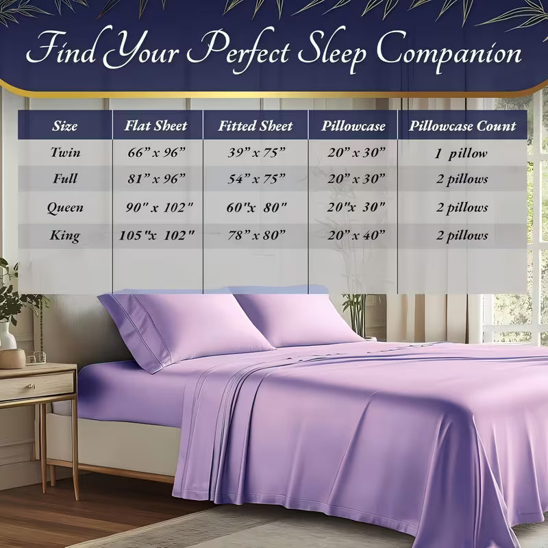 Hometexure 4-Piece Bamboo Cooling Bed Sheet Set