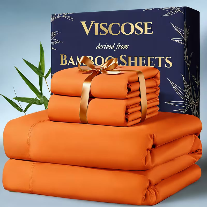 Hometexure 4-Piece Bamboo Cooling Bed Sheet Set