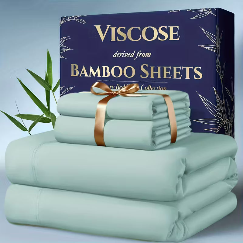 Hometexure 4-Piece Bamboo Cooling Bed Sheet Set