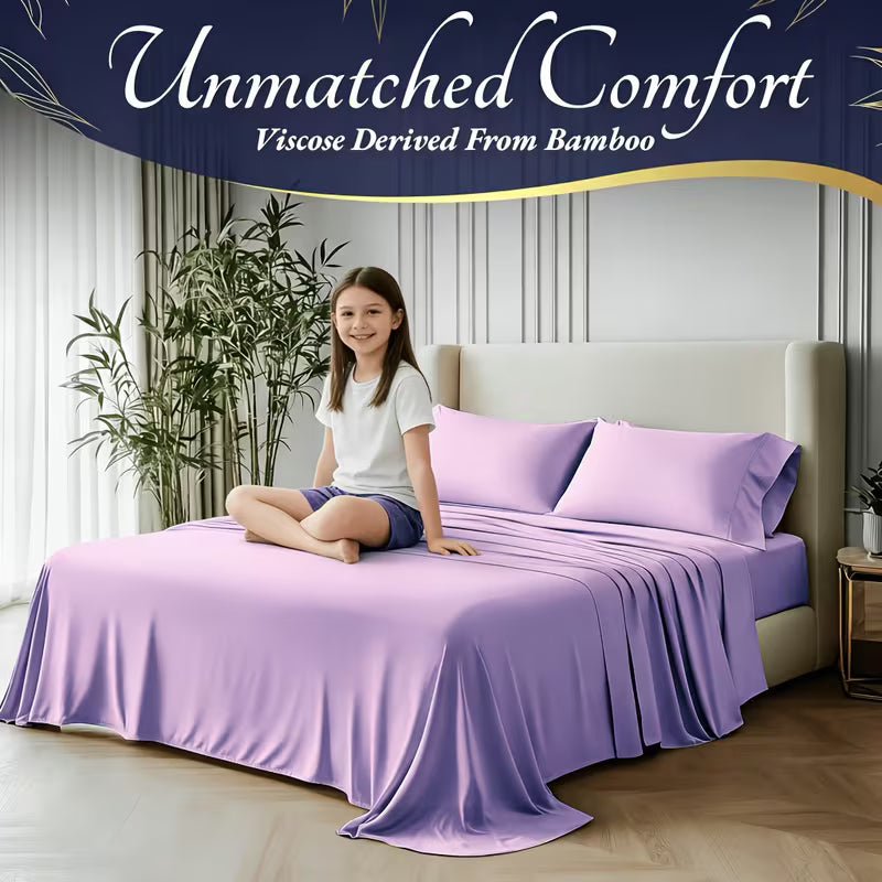 Hometexure 4-Piece Bamboo Cooling Bed Sheet Set