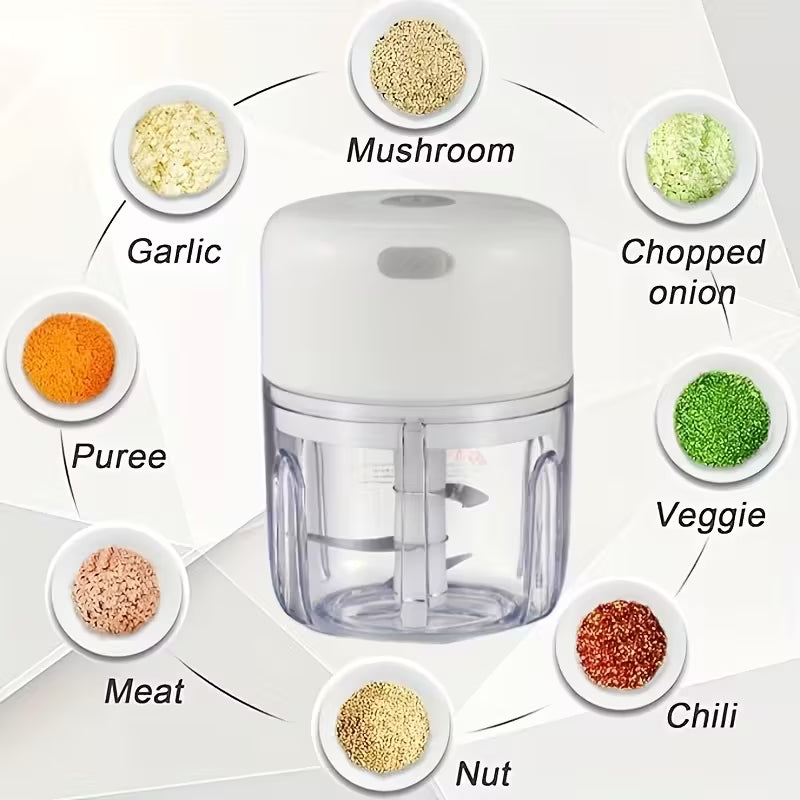 Hometexure Mini Electric Garlic Chopper | USB Rechargeable | Garlic Ginger Vegetable Mincer